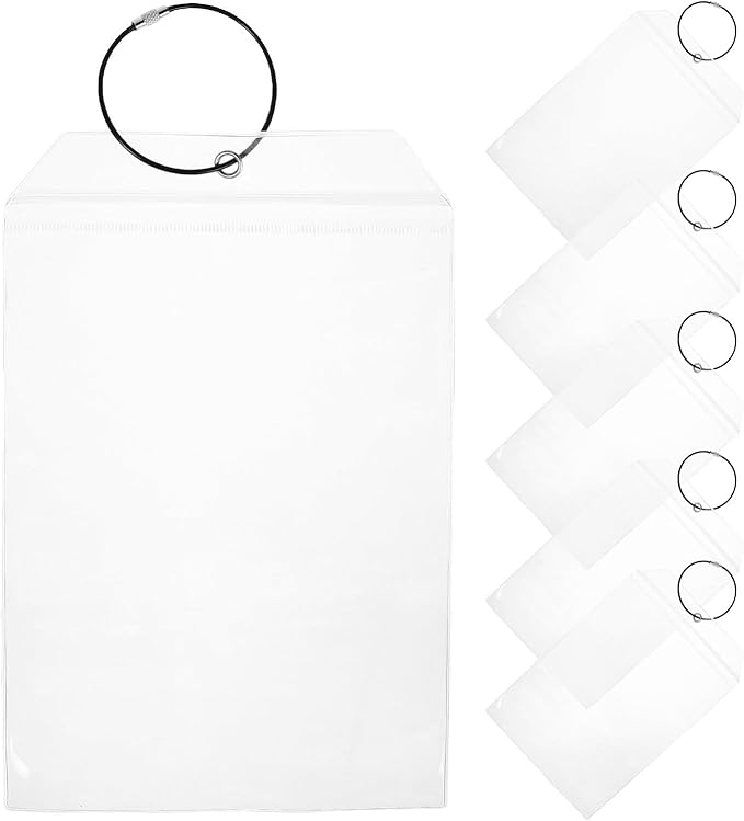 SUPVOX 6pcs Waterproof Luggage Tags Set with Black Steel Wire Loop, Plastic Name Tag Holders for Travel, Golf Bags, and Cruise Essentials, Sturdy Id Card Sleeves for Suitcases
