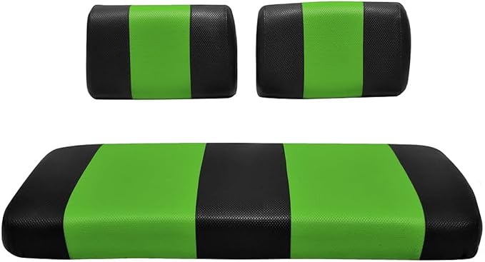 Seat Cover Replacement for Yamaha G-16/G-22 Golf Cart - Front Bench Seat - Premium Marine Vinyl - 5 Panel Stitching - Staple On Installation - Two-Tone Golf Cart Seat Covers (Black & Lime Green)