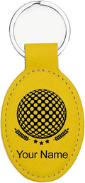 LaserGram Oval Keychain, Golf Ball, Personalized Engraving Included (Yellow)