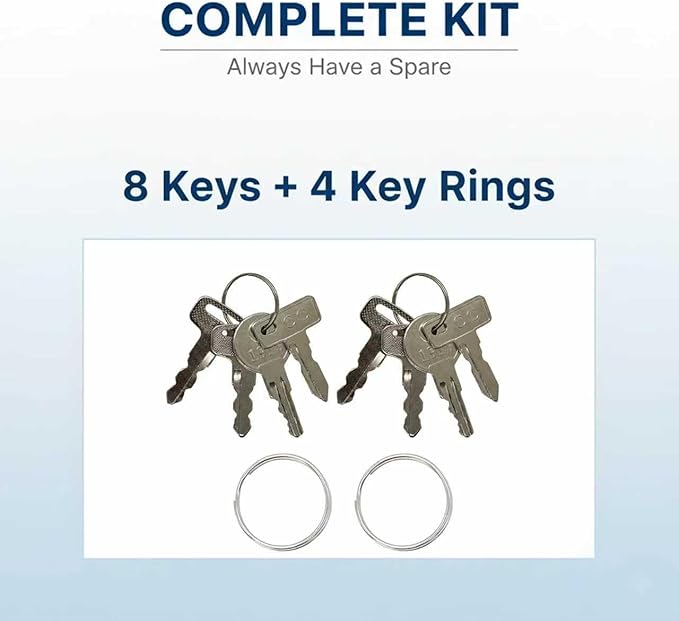 Hather Universal Golf Cart Key Set – 8 Replacement Keys for EZGO, Club Car, Yamaha+ 4 Key Rings – Compatible with OEM# 1012505, 17063-G1, JU2-H2511-00, JU6-H2511-10
