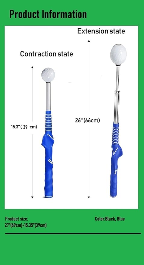 Golf Swing Training Aid Set- Retractable Golf Grip Swing Trainer& Arm Band, Indoor Outdoor Golf Practice Warm Up Stick