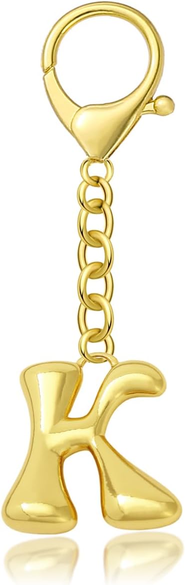 Bubble Gold Letter Bag Charms for Women, Cute Initial Keychain for Handbags, Purse Charms Birthday Christmas Gifts