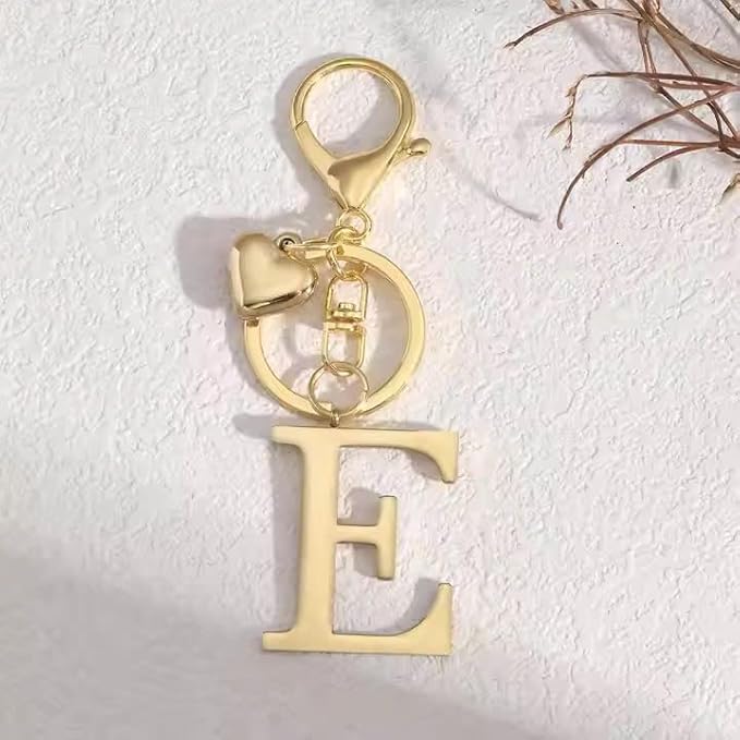 Metal Heart Alphabet Keychain for Women, Girls - Cute Initial Letter Accessories for Purse, Bag Charms and Backpack