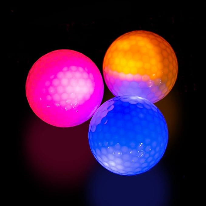 THIODOON Glow in The Dark Golf Balls Light up Led Golf Balls Night Golf Gift Sets for Men Kids Women 6 Pack (6 Colors in one)