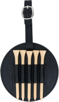 Leather Golf Tees Holder with 5 PCS Wooden Golf Tees 3-1/4 Inch Hook to Golf Bag Belt Clip for Golf Bag