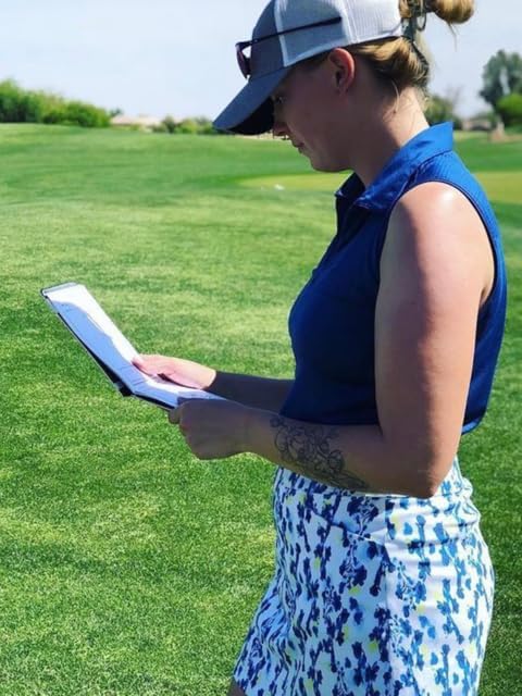 Go To Caddie (DIY) Yardage Book with Stencil – Golf Journal & Log Book – Used by Professionals, Amateurs & Juniors – Golf Notebook Back Pocket, Draw Fairways, Track Stats & Improve Course Management
