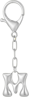 Gold Bubble Initial Keychain Charm for Women Chunky Bag Purse Charms A-Z Letter Key Chains for Handbag Accessories