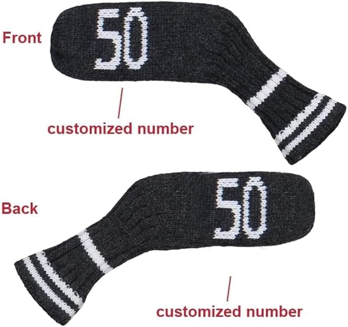 Scott Edward 1/7/10 Pcs Knitted Golf Club Head Covers for Irons Wedge Cuteness and Basically Socks Shape Washable Golf Club Head Protector on Classic Stripes Style，Double Sided Customization