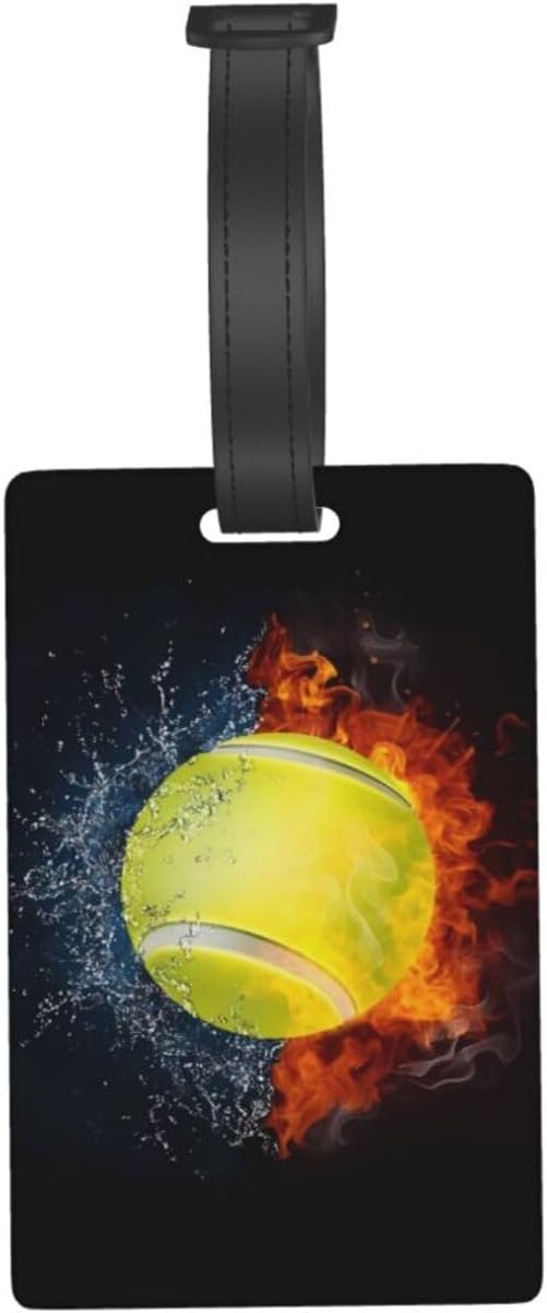 Water Fire Tennis Ball Luggage Tag Suitcase Identify Labels Personalized Travel Bag Tag 2.5X4.1Inch