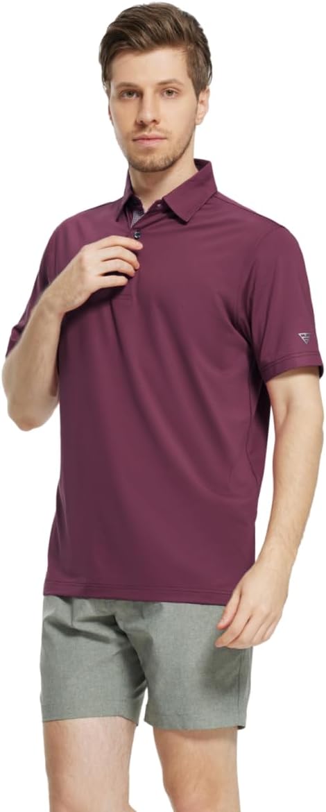 Mens Polo Shirts Short and Long Sleeve Casual Solid Stylish Dry Fit Performance Designed Collared Golf Polo Shirts for Men