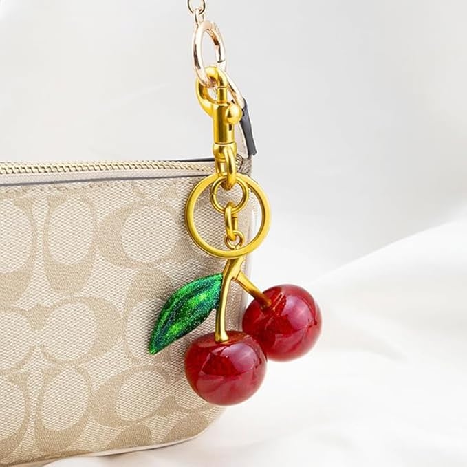 Cherry Bag Charm Purse Handbag Charm Cherry Car Accessories KeyChain Gift for Women Mothers Day Christmas Valentine
