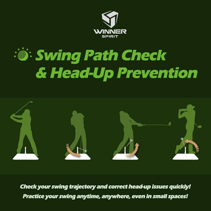 WINNER SPIRIT Real Swing 300 Golf Swing & Hitting Trainer, True Impact, Checking Path After Swing Practice Mat Groover Training Aid, Height Adjustable