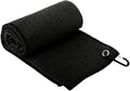 Golf Towel with Clip, Soft Microfiber Cleaning Cloth for Golf Clubs and Balls, Compact and Absorbent(Black)