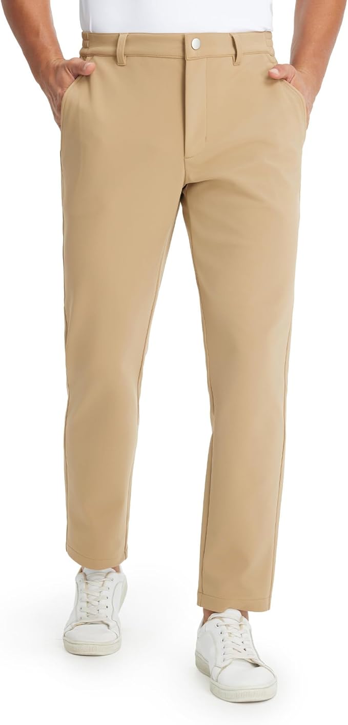 M MAELREG Golf Pants Men Fleece Lined 30"/32"/34" Heat-Tech Dress Pants for Men Water-Resistant Stretch Warm Winter Trousers