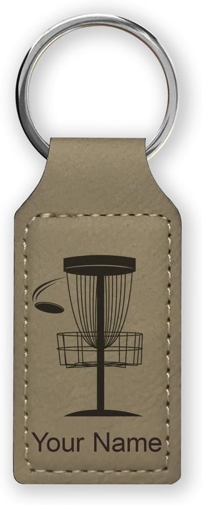 LaserGram Rectangle Keychain, Disc Golf, Personalized Engraving Included