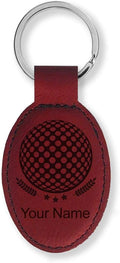 LaserGram Oval Keychain, Golf Ball, Personalized Engraving Included (Burgundy)