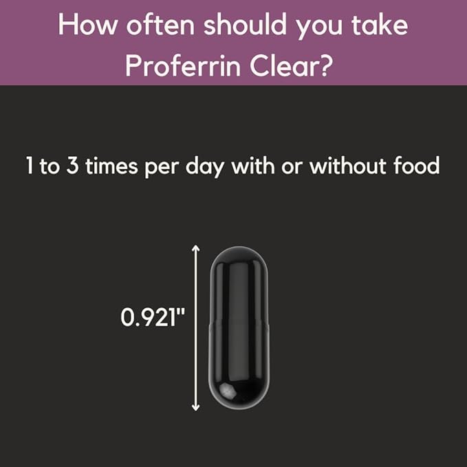 Proferrin Clear 30ct | US Made heme Iron for high Absorption, Easy on GI Tract | Natural, NSF Certified, dye Free