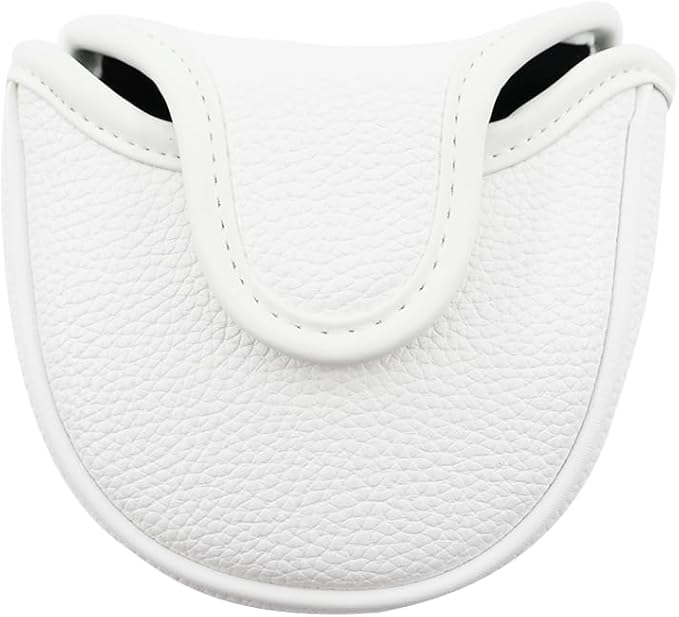 Golf Mallet Putter Cover Headcover Magnetic Style, Black or White Golf Putter Cover for Mallet Style Putters, PU Leather Mallet Headcover Protective Case fits for Odyssey 2 Ball, Stroke Lab