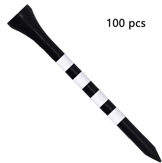 Wooden Golf Tees 3-1/4", 2-3/4", 2-1/8", 1-1/2" Available, 100 Count (Natural Color, White, Black, Blue, Red, Green, Yellow, Pink, Orange)
