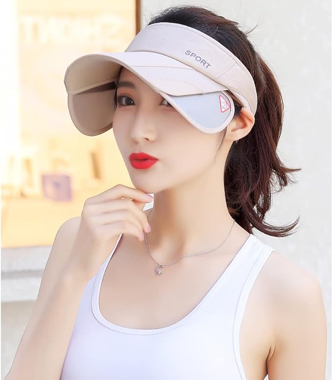 Sun Visor Hat for Women and Men - Retractable Brim Sport Hat, Summer Golf Tennis Running Beach Hat with Ponytail Hole