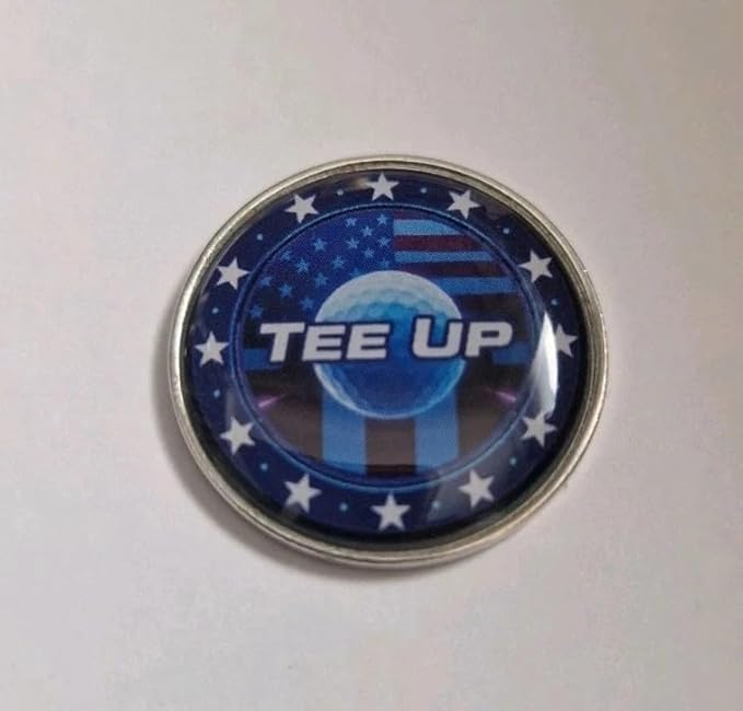 USA Golf Ball Marker, American Flag Design, Blue and Silver