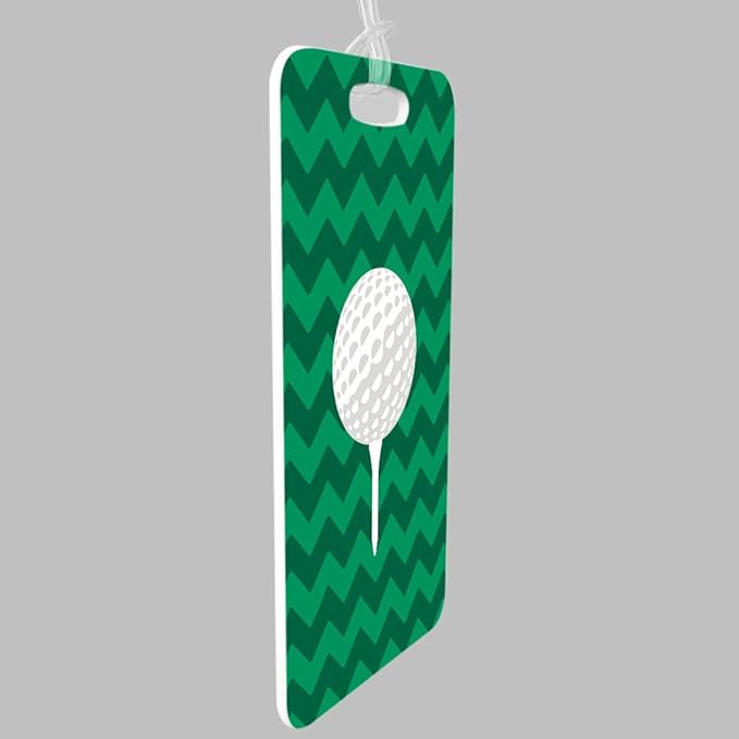 ChalkTalkSPORTS Golf Luggage & Bag Tag | Golf Ball and Tee | Custom Info on Back | Large | Green