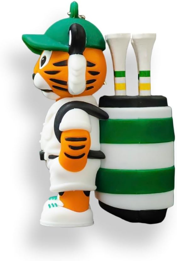Tiger Caddy Golf Tee Holder, Includes 8 Golf Tees, Fun Golf Accessories for Men and Women, Stylish Golf Bag Accessory and Golf Gift
