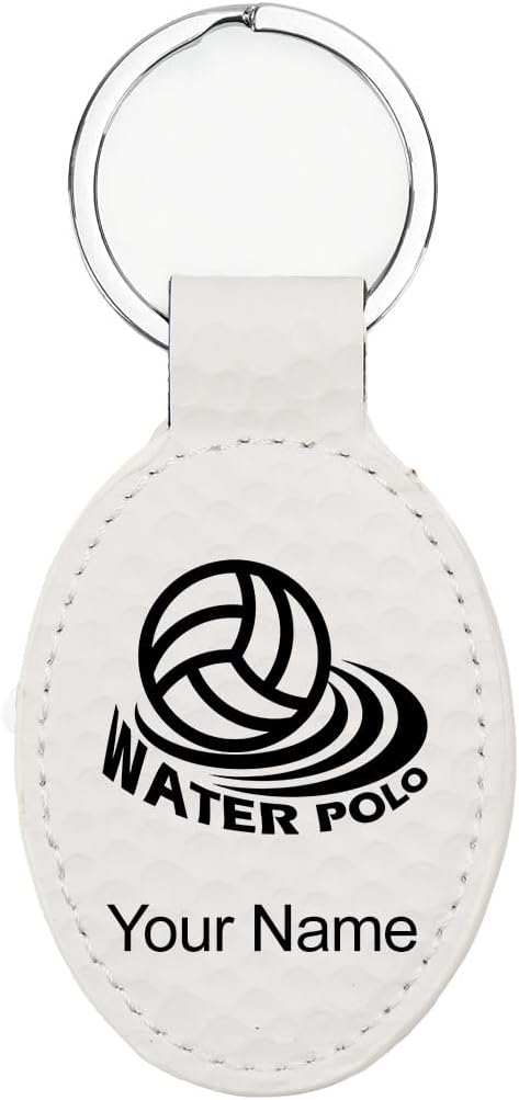 LaserGram Oval Keychain, Water Polo, Personalized Engraving Included