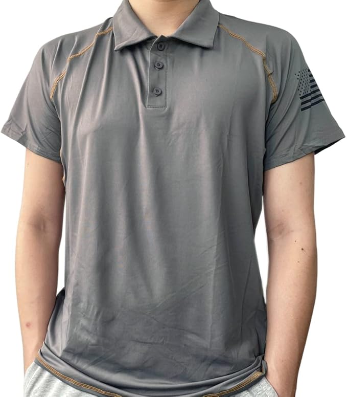 HARGLESMAN Men's 1776 Independence Day American Flag Short Sleeve Polo Golft Shirt(S-3XL)