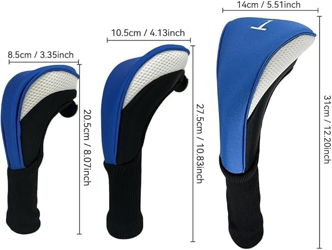 Golf Head Covers for Fairway Woods Driver Hybrids 5 Pieces Nylon Mesh Sports Fan Golf Club Headcovers-Golf Accessories for Men Women.