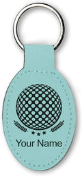 LaserGram Oval Keychain, Golf Ball, Personalized Engraving Included (Teal)
