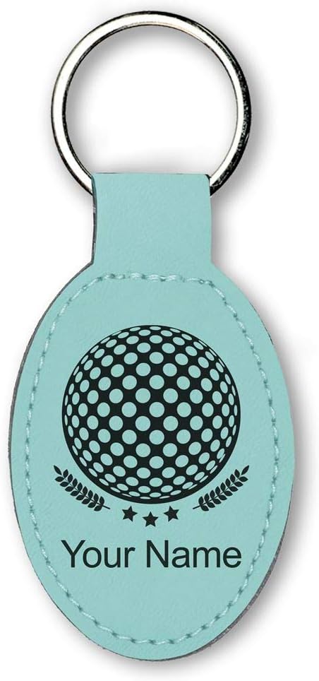 LaserGram Oval Keychain, Golf Ball, Personalized Engraving Included (Teal)