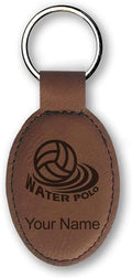 LaserGram Oval Keychain, Water Polo, Personalized Engraving Included