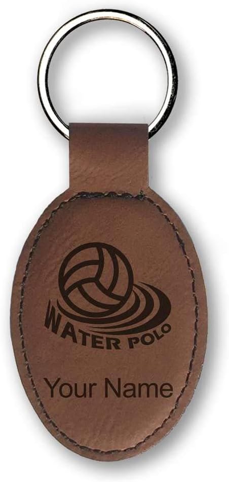 LaserGram Oval Keychain, Water Polo, Personalized Engraving Included