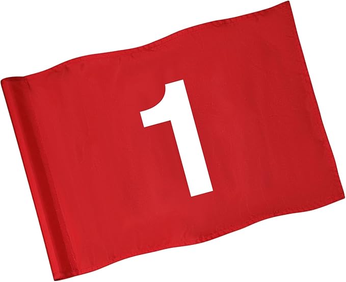 KINGTOP Numbered Golf Flag 20x14 Inch - 420D Dual-layer Nylon, Double Sided Printed, Tube Inserted - Standard Putting Green Flags for Backyard Practice, Golf Courses, Country Club, #1