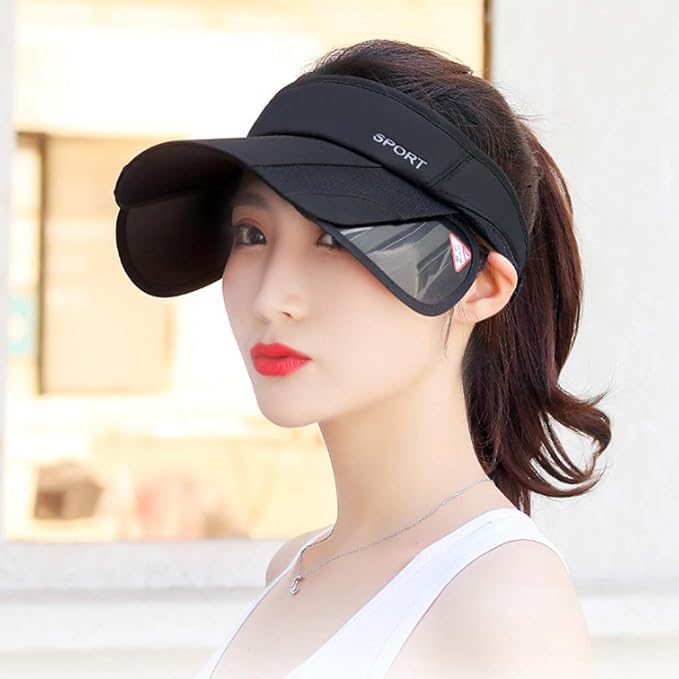 Summer Sun Visor Hat - Women Adjustable Golf Cap with Retractable Brim, UV Protection Beach/Tennis Sport Hat