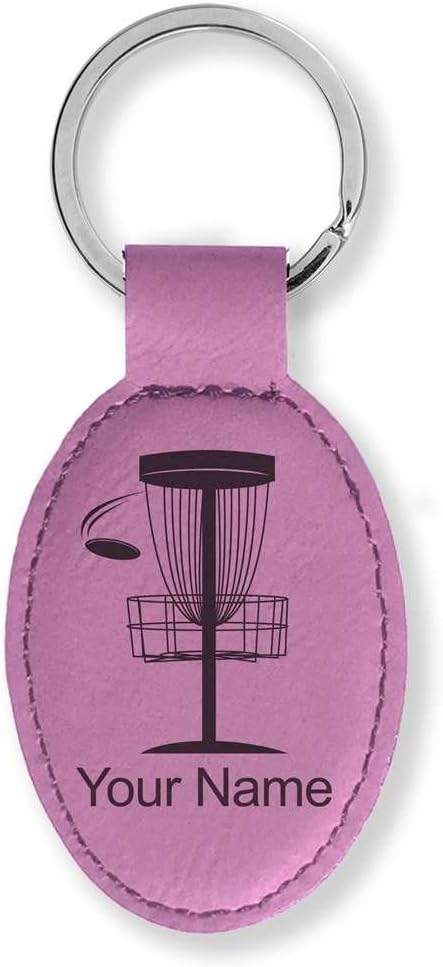 LaserGram Oval Keychain, Disc Golf, Personalized Engraving Included