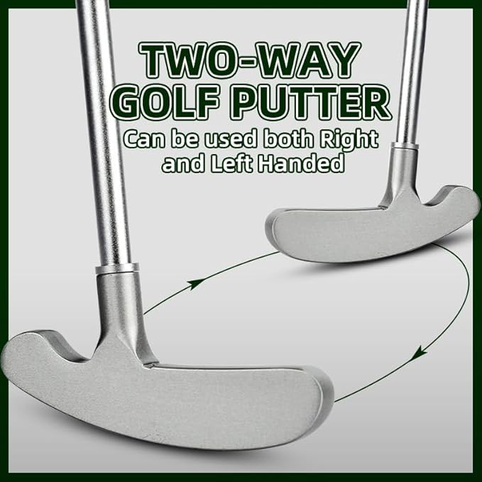 FUNGREEN Golf 2PCS/Pack Two-Way Putter Club for Right or Left Handed Golfers Foldable Alloy Rod Head Adults Golf Putter - 34" Length