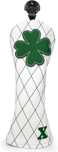 Golf Club Headcover Live Lucky 3 Wood Headcover Magnetic Closure Elegant Embroidery Premium Leather Driver Covers Fairway Wood Covers Hybrid Headcover Shamrock Golf Head Covers