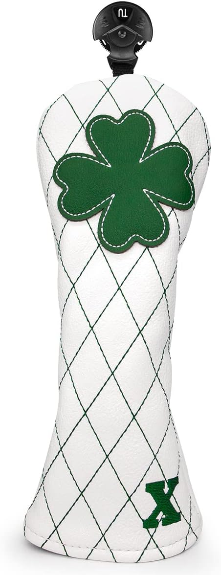 Golf Club Headcover Live Lucky 3 Wood Headcover Magnetic Closure Elegant Embroidery Premium Leather Driver Covers Fairway Wood Covers Hybrid Headcover Shamrock Golf Head Covers