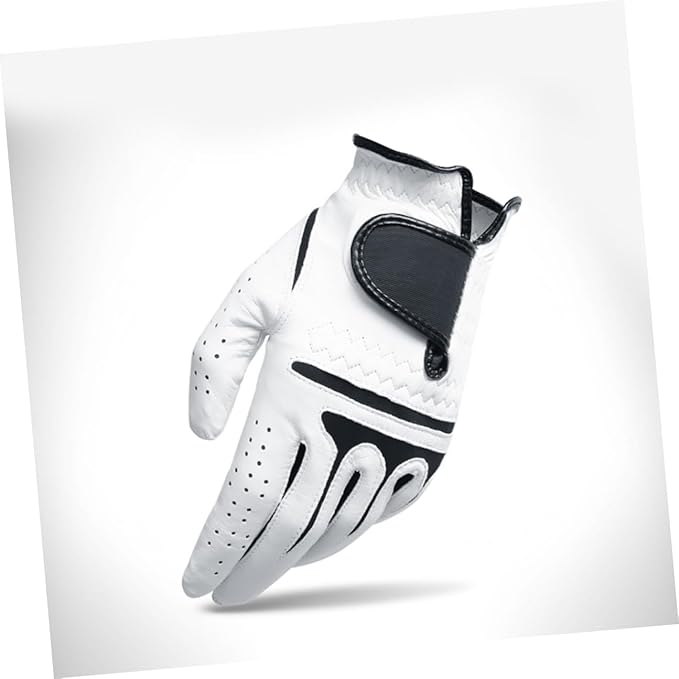 Men's Left Hand Golf Glove Breathable Dual Mesh Synthetic Cabretta Leather Palm Reinforced Grip Weather Resistant for Golf Accessories