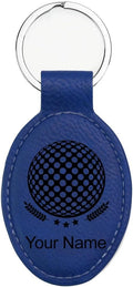 LaserGram Oval Keychain, Golf Ball, Personalized Engraving Included (Dark Blue with Black)