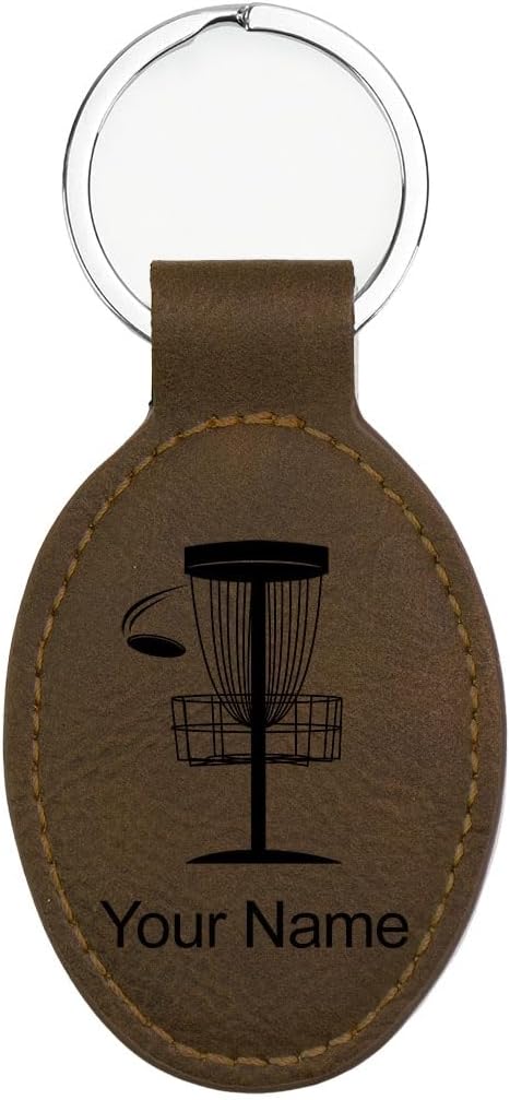 LaserGram Oval Keychain, Disc Golf, Personalized Engraving Included