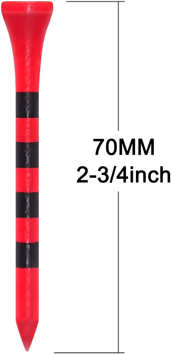 Wooden Golf Tees 3-1/4", 2-3/4", 2-1/8", 1-1/2" Available, 100 Count (Natural Color, White, Black, Blue, Red, Green, Yellow, Pink, Orange)
