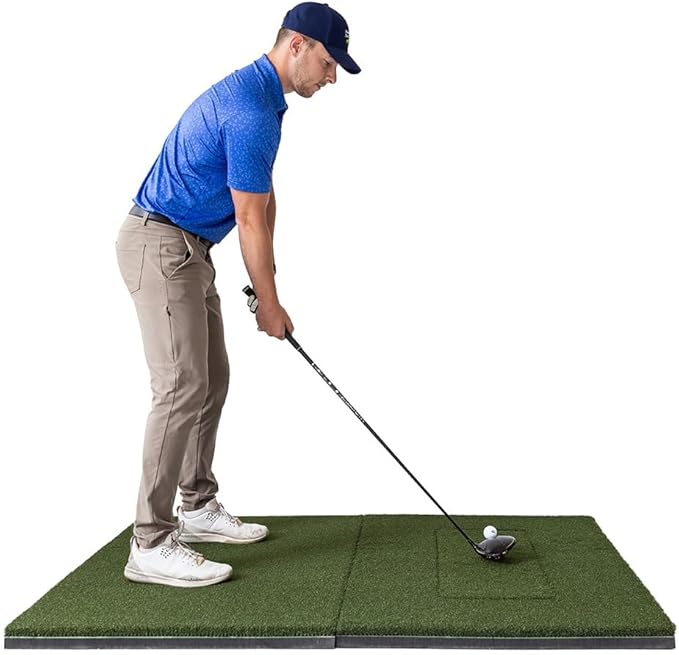 Beaver Tail Golf Simulator Mat with The Most Realistic Hitting Strip Insert for Joint Injury Prevention