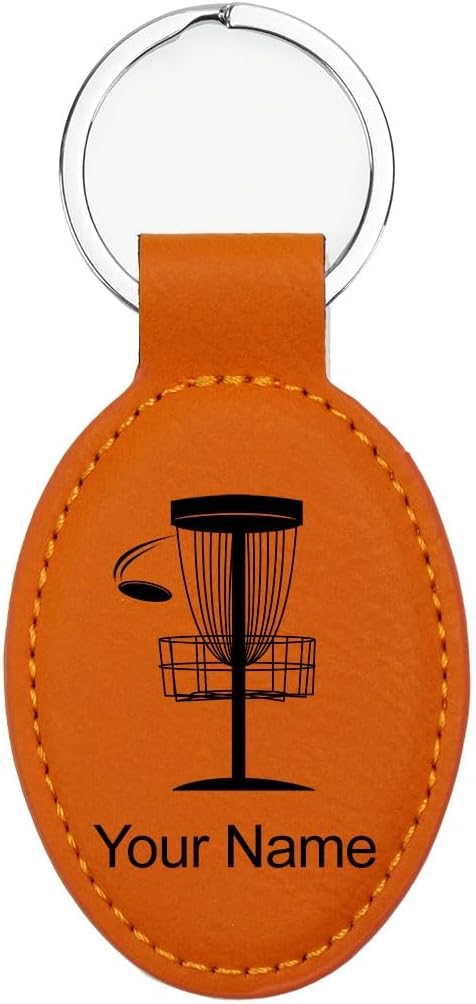 LaserGram Oval Keychain, Disc Golf, Personalized Engraving Included