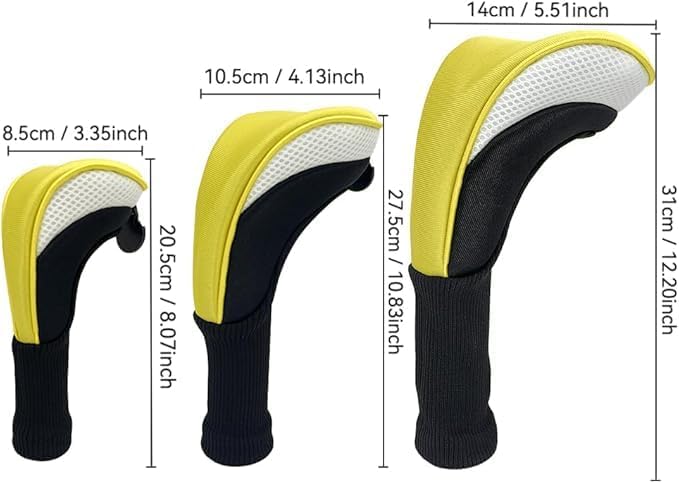Golf Head Covers for Fairway Woods Driver Hybrids 5 Pieces Nylon Mesh Sports Fan Golf Club Headcovers-Golf Accessories for Men Women.