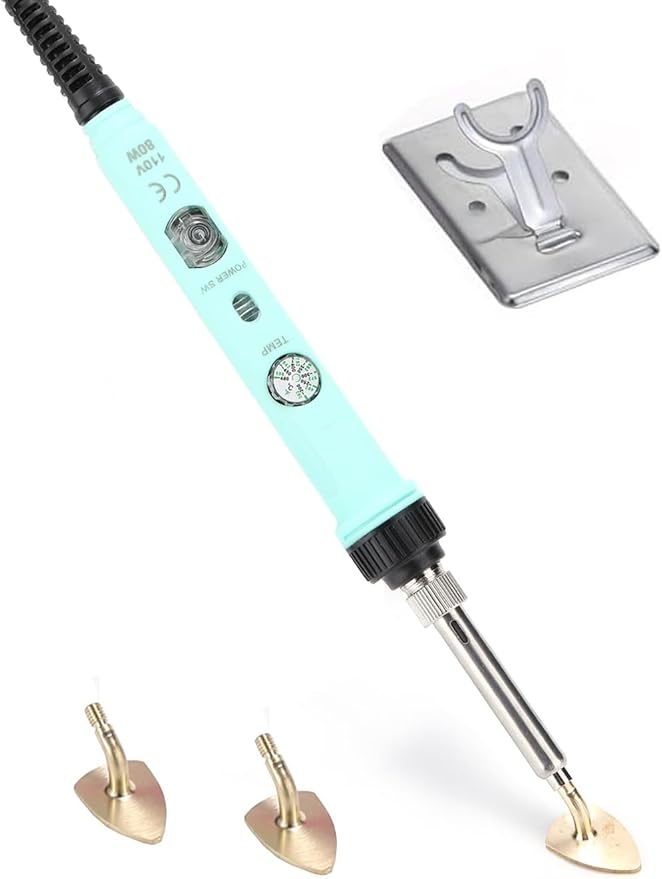 Mini Iron for Crafting and Sewig, 80W Adjustable Temperature Small Iron with 3 Replaceable Tips, Precise DIY Tool for Patches Hats Shoes, Easy to Use (Green)