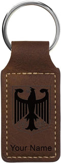 LaserGram Rectangle Keychain, Coat of Arms Germany, Personalized Engraving Included (Chocolate Brown)