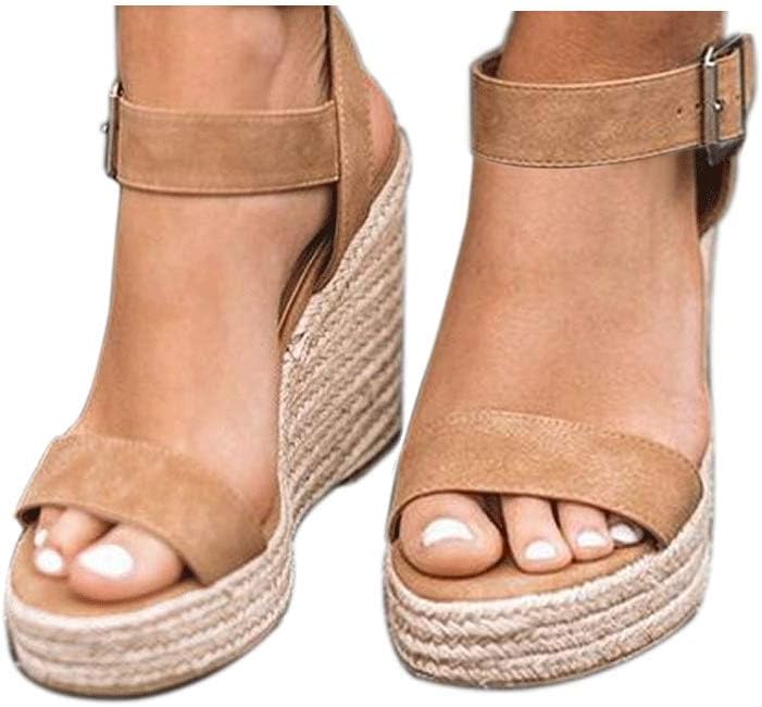 VICKI·VICKI Wedges for Women Platform Sandals Wedge Heels for Sandals Comfortable Summer Espadrille Shoes Ankle Strap&Open Toe